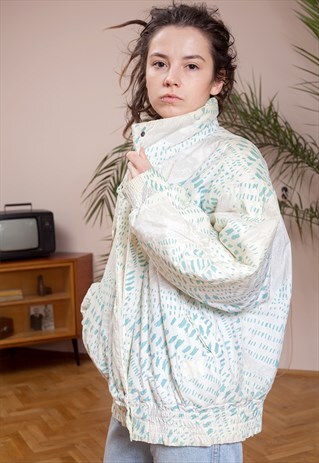 WINTER BOMBER JACKET FROM THE 90S WITH RAD ABSTRACT PATTERN
