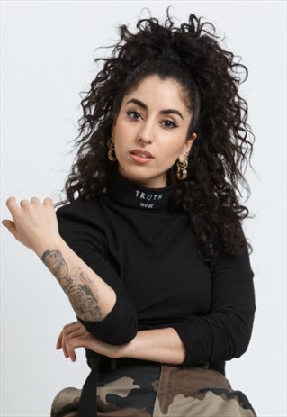 BLACK HIGH NECK T R U T H TSHIRT