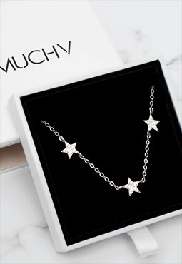 Sterling Silver Star Necklace or Choker With Star Charms