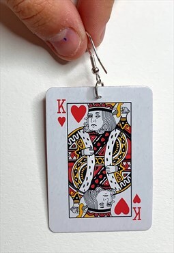 dangly mini playing card poker unisex earrings