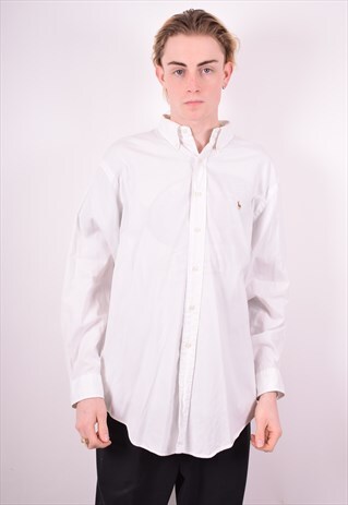 RALPH LAUREN MENS VINTAGE SHIRT LARGE WHITE 90'S