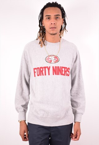 NFL MENS VINTAGE SF 49ERS SWEATSHIRT JUMPER LARGE GREY 90S