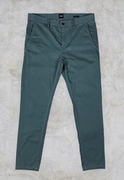 Vintage Hugo Boss Green Chinos Trousers Tapered W34 L31