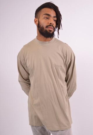 SERGIO TACCHINI MENS VINTAGE TOP LONG SLEEVE LARGE KHAKI 90S