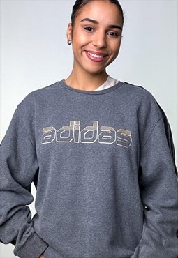 Light Grey y2ks Adidas Spellout Sweatshirt