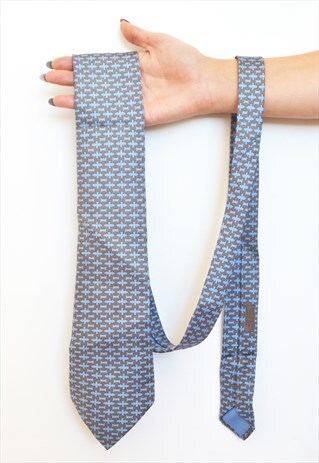 VINTAGE HERMES BLUE H SILK TIE