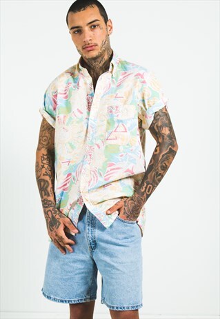VINTAGE 80S HAWAIIAN SHORT SLEEVE SHIRT /S5121