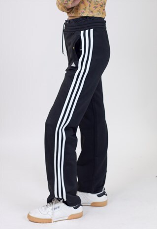 VINTAGE 90S ADIDAS BLACK TRACKSUIT BOTTOMS