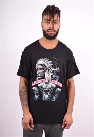 MENS VINTAGE T-SHIRT TOP MEDIUM BLACK 90'S
