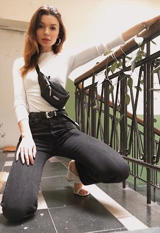 BLACK STRAIGHT LEG HIGH WAISTED JEANS FROM 90S