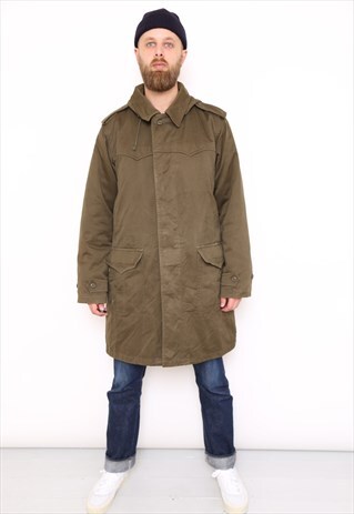 VINTAGE HOODED YUGOSLAVIAN ARMY MILITARY TRENCH COAT