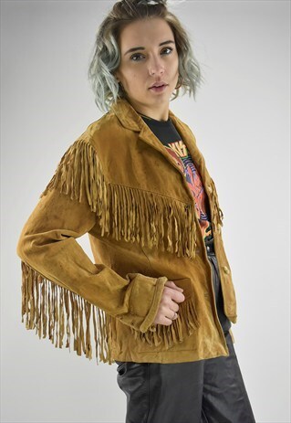STUNNING VINTAGE RALPH LAUREN BOHO FRINGED SUEDE JACKET