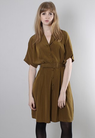 VINTAGE 80S GOLD BELTED BATWING CULOTTE PARTY PLAYSUIT