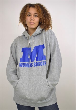 VINTAGE 90S NIKE GREY 'M WOMEN'S SOCCER' HOODIE