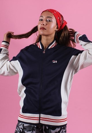 FILA NAVY, CREAM AND RED ZIPPED LIGHTWEIGHT BOMBER