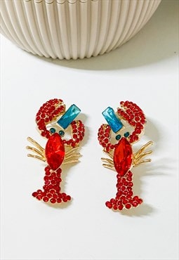 Jewelled Statement Lobster Earrings 