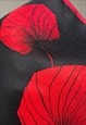 50'S BLACK VINTAGE RED FLORAL LADIES SCARF