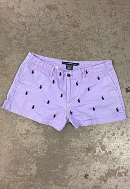Vintage Ralph Lauren Shorts Purple with Embroidered Logos