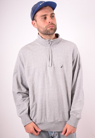 NAUTICA MENS VINTAGE SWEATSHIRT JUMPER LARGE GREY 90S