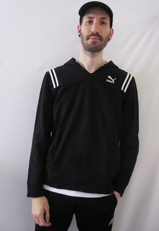 VINTAGE PUMA MINIMAL BLACK HOODIE
