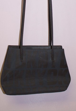 DARK BROWN VINTAGE DKNY DESIGNER LOGO CROSS BODY BAG SATCHEL