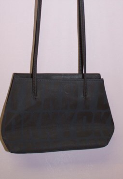 Dark brown vintage DKNY designer logo cross body bag satchel