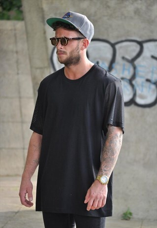 NEW PLAIN BLACK AIRTEX SLEEVE OVERSIZE COTTON TEE TSHIRT TOP