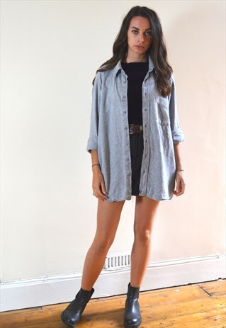 90S VINTAGE GREY C&A MINIMAL FLANNEL SHIRT