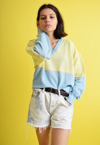 70'S RETRO MINIMALIST PASTEL OVERSIZED KNIT JUMPER TOP