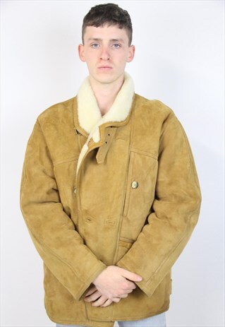 VINTAGE SUEDE LINED TAN HEAVY JACKET