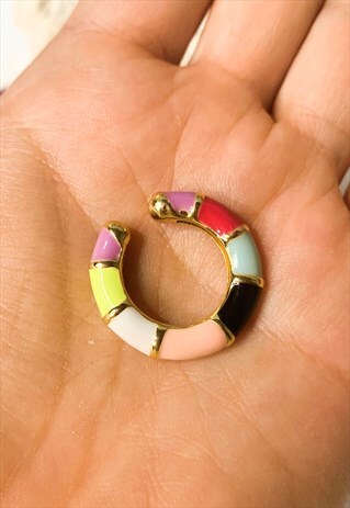MULTI COLOURED BAMBOO EFFECT EAR CUFF