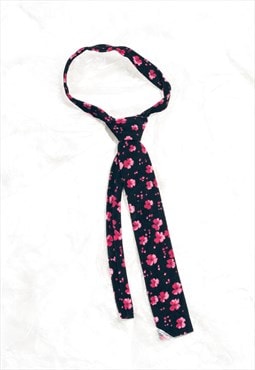 Vintage Y2K Corduroy Tie in Pink Flower