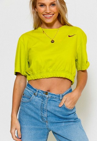 VINTAGE 90'S REWORKED CROPPED GREEN NIKE T-SHIRT