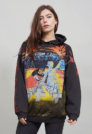 VINTAGE BLACK METALLICA BAND HOODIE