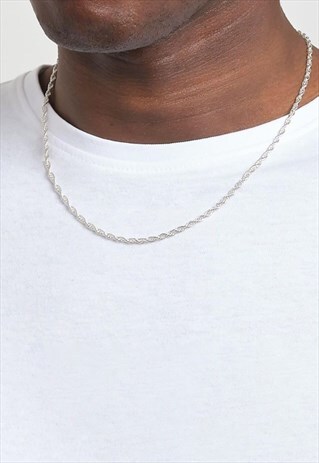 5MM 30" ROPE TWIST SNAKE NECKLACE CHAIN - SILVER