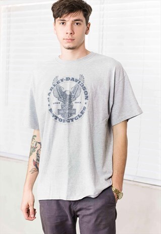 VINTAGE HARLEY-DAVIDSON FRONTIER T-SHIRT LOGO 90S XL 9.4