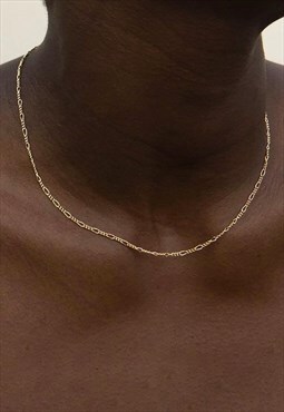 54 Floral 22" 2mm Gold Plated Figaro Necklace Chain