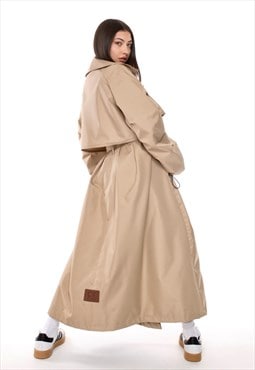 Coat trench longline oversize in mocca