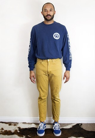 80S 90S CLASSIC HIGH RISE MUSTARD YELLOW DENIM JEANS 30