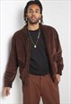 Vintage 90's Suede Bomber Jacket Brown