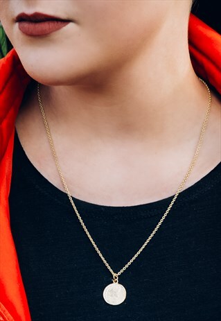 14K GOLD PLATED VINTAGE COIN CHARM NECKLACE