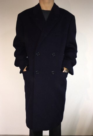 VINTAGE 90' OLDSCHOOL AMAZING BLUE CASHMERE CASUAL COAT