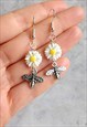 DAISY AND BUMBLE BEE DROP EARRINGS