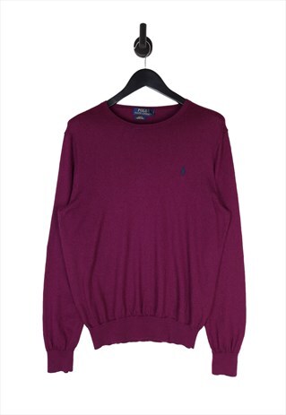 POLO RALPH LAUREN MERINO WOOL JUMPER IN BURGUNDY SIZE XL