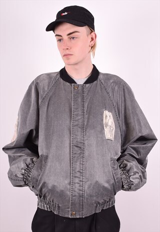 MENS VINTAGE BOMBER JACKET XXL GREY 90'S