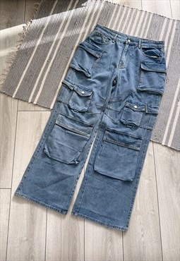 Vintage Multipocket Baggy Fit Denim Pants Jeans