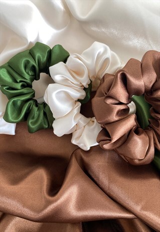 HANDMADE SATIN HAIR SCRUNCHIES , SCRUNCHIES GIFT SET