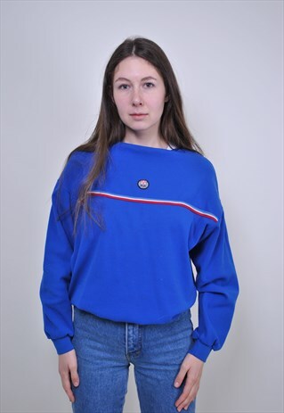 VINTAGE SWISS BLUE STRIPE SWEATSHIRT