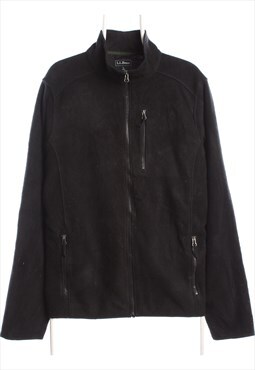 L.L.Bean 90's Full Zip Up Plain Fleece Jumper Large Black
