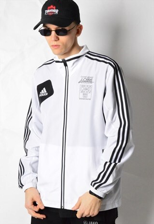 BLACK AND WHITE FRANCE OLYMPIQUE ADIDAS SPORTS TRACK JACKET